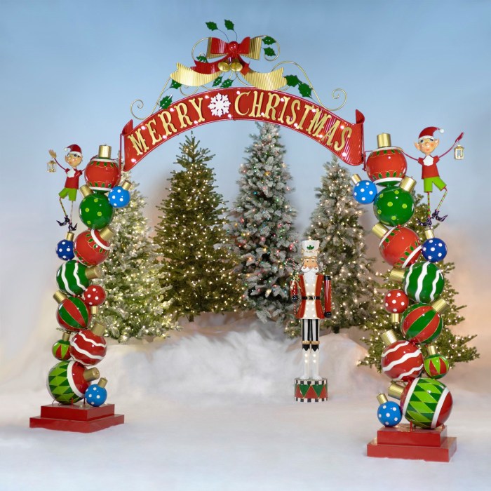 Christmas decoration outdoor arch elf tossing